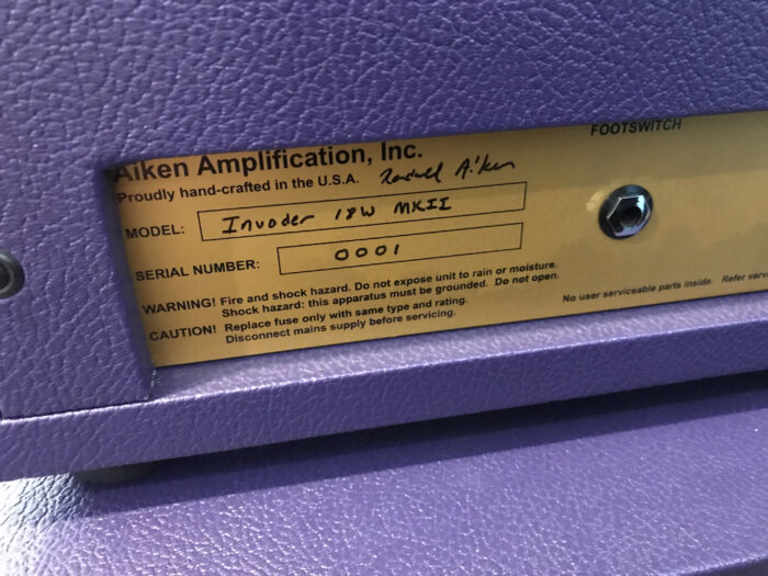 Aiken Invaider 18 watt MK II head and 2×12 cab serial number 0001